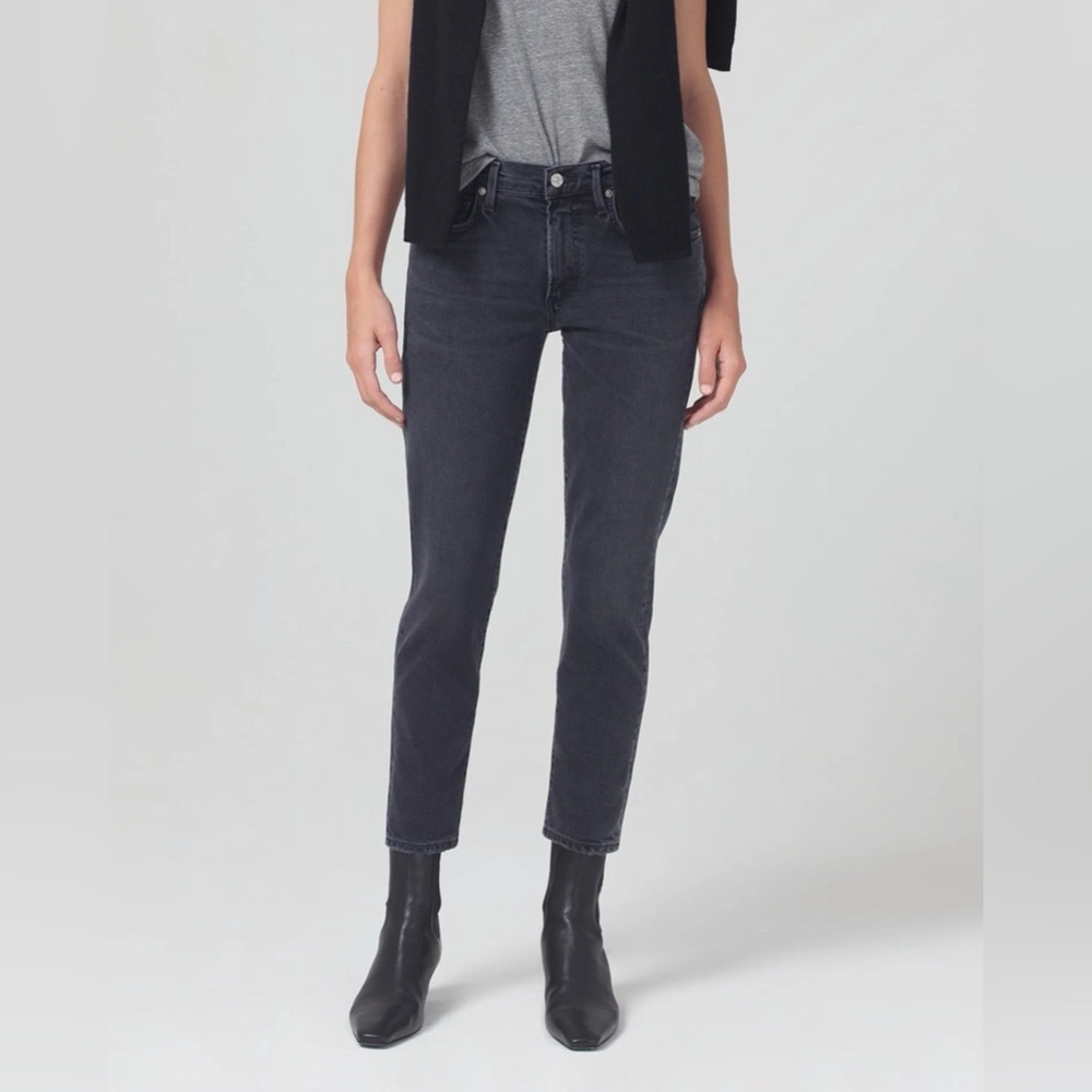 Citizens Of Humanity Ella Mid Rise Slim Crop Jeans In Film Noir - Size 27